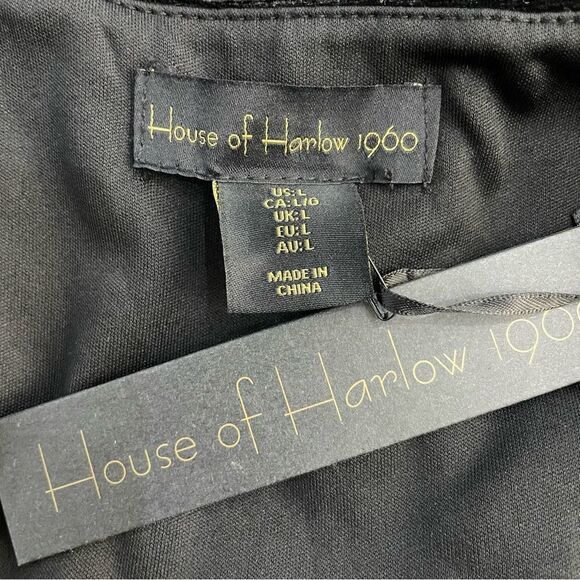 House of Harlow Black Velvet Rushed Corset Crop Top Whimsigoth Grunge Size L NEW - Picture 9 of 9